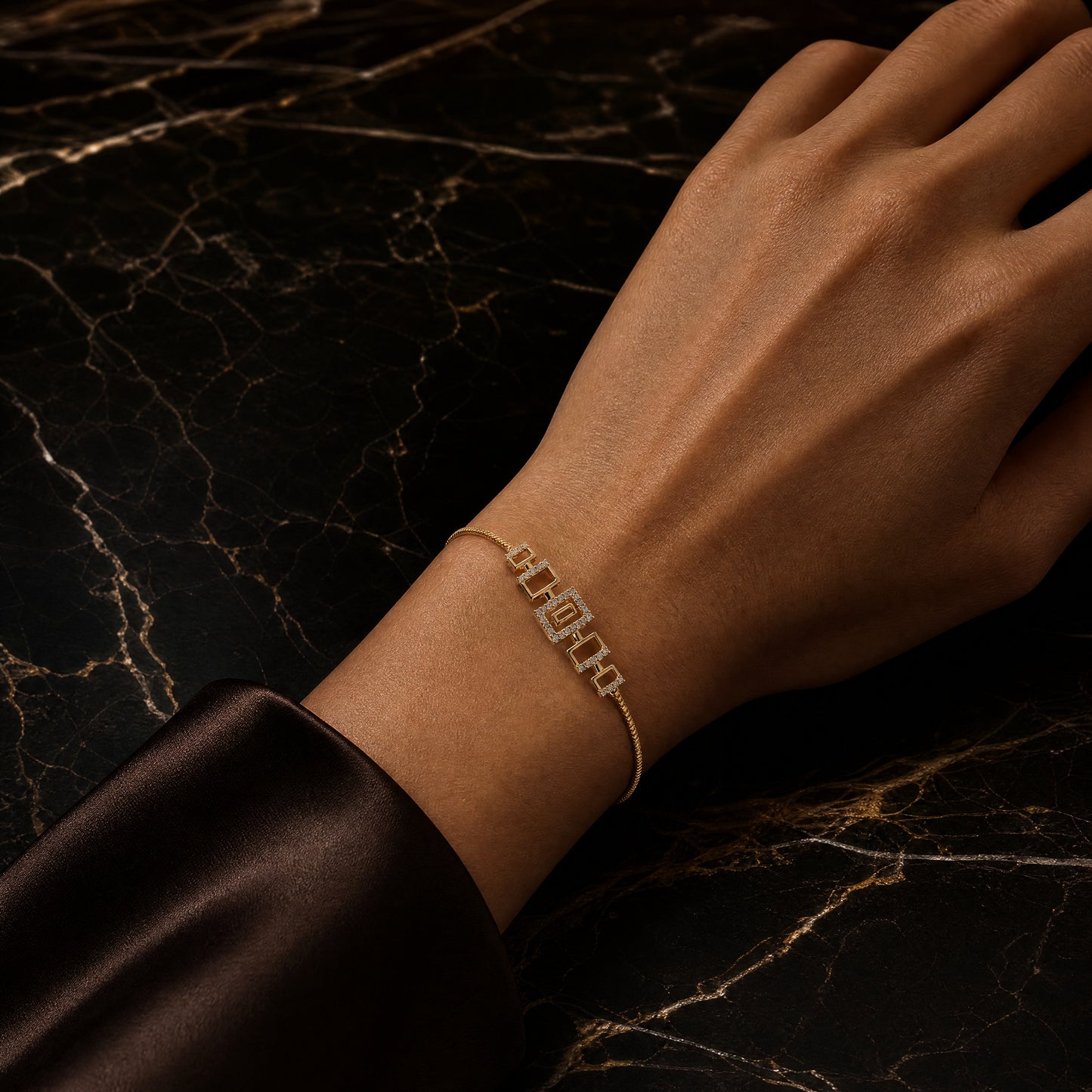 Rectangular Link Diamond Bracelet