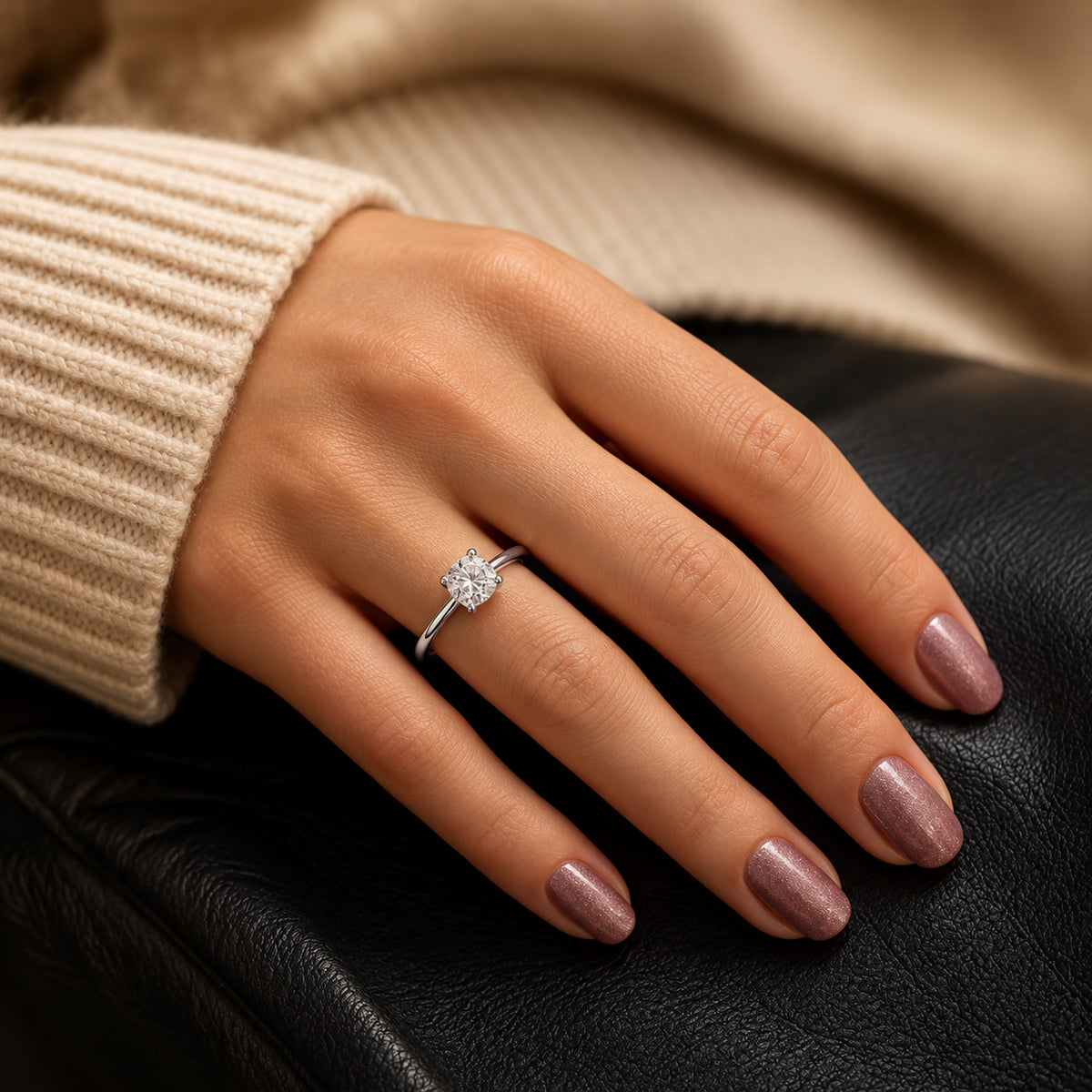 White Gold Solitaire Frame Ring