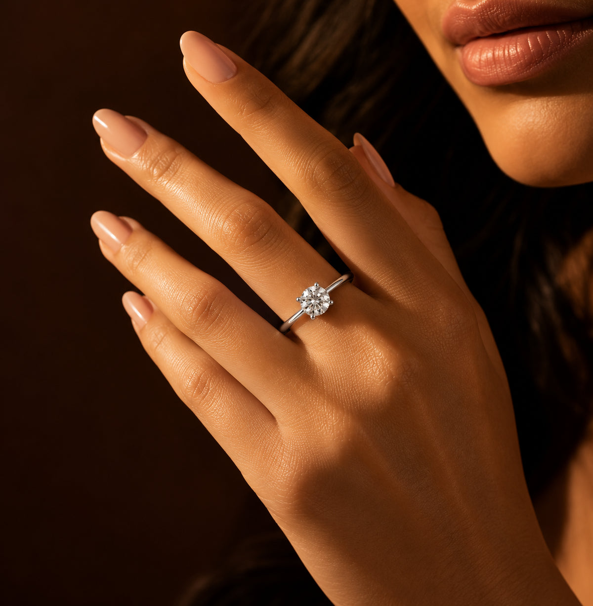 White Gold Solitaire Frame Ring