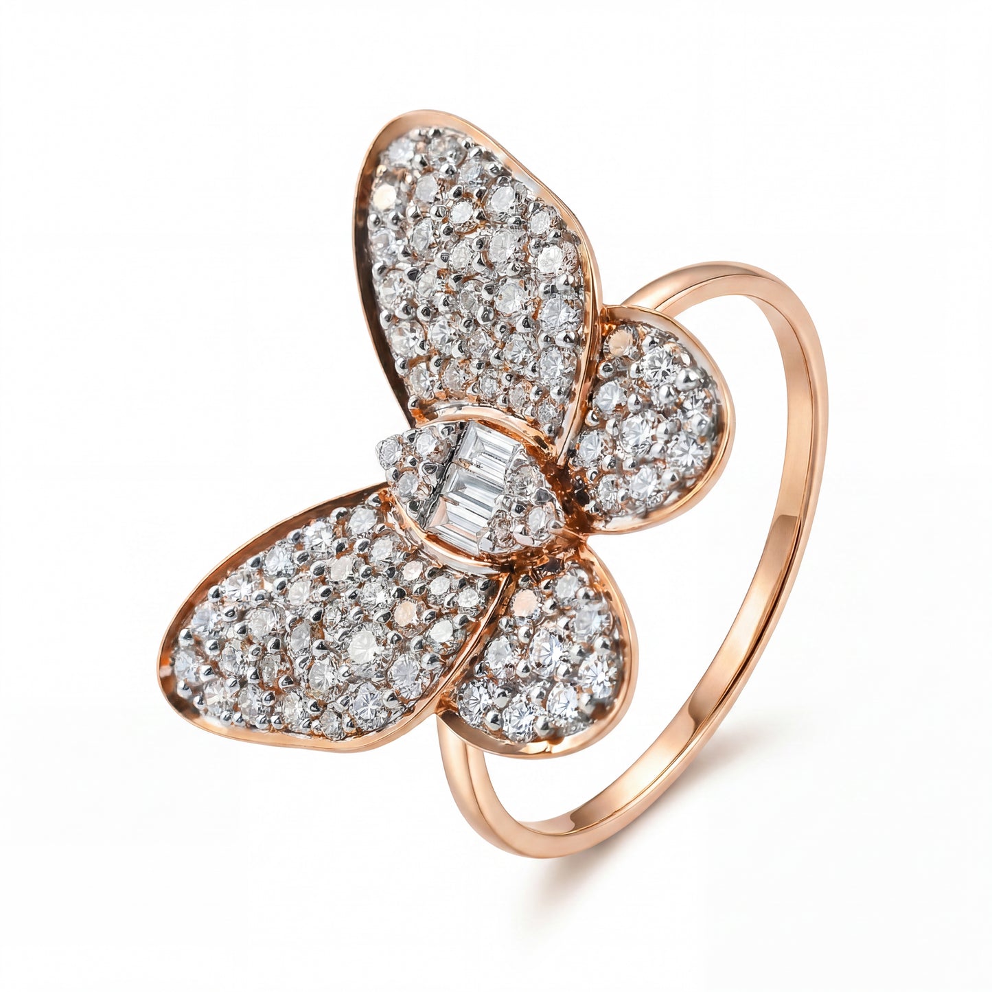 Charming Butterfly Pave Natural Diamond Ring