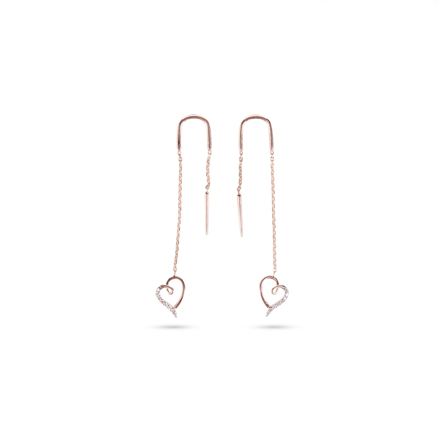 Heart Drop Threader Earrings