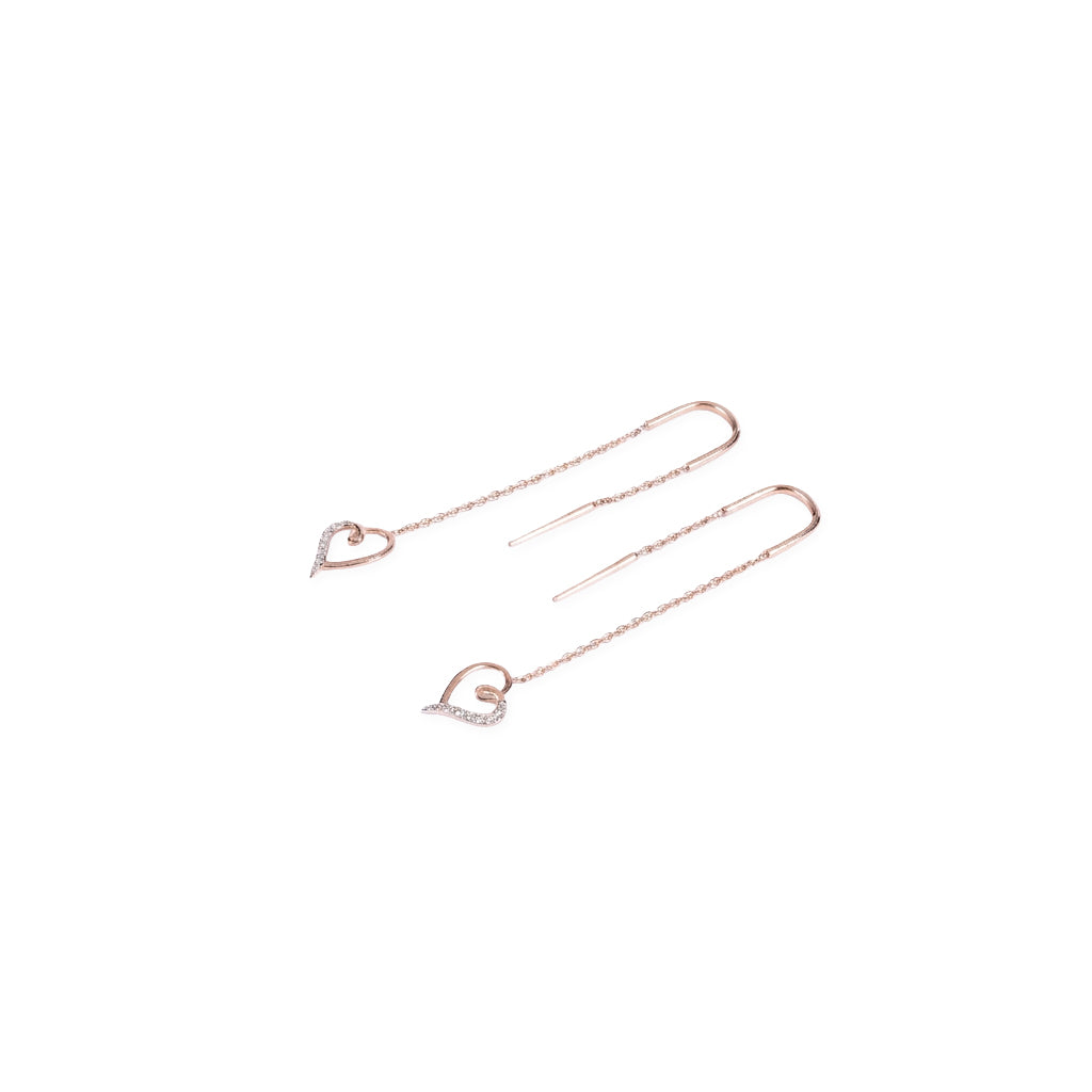 Heart Drop Threader Earrings