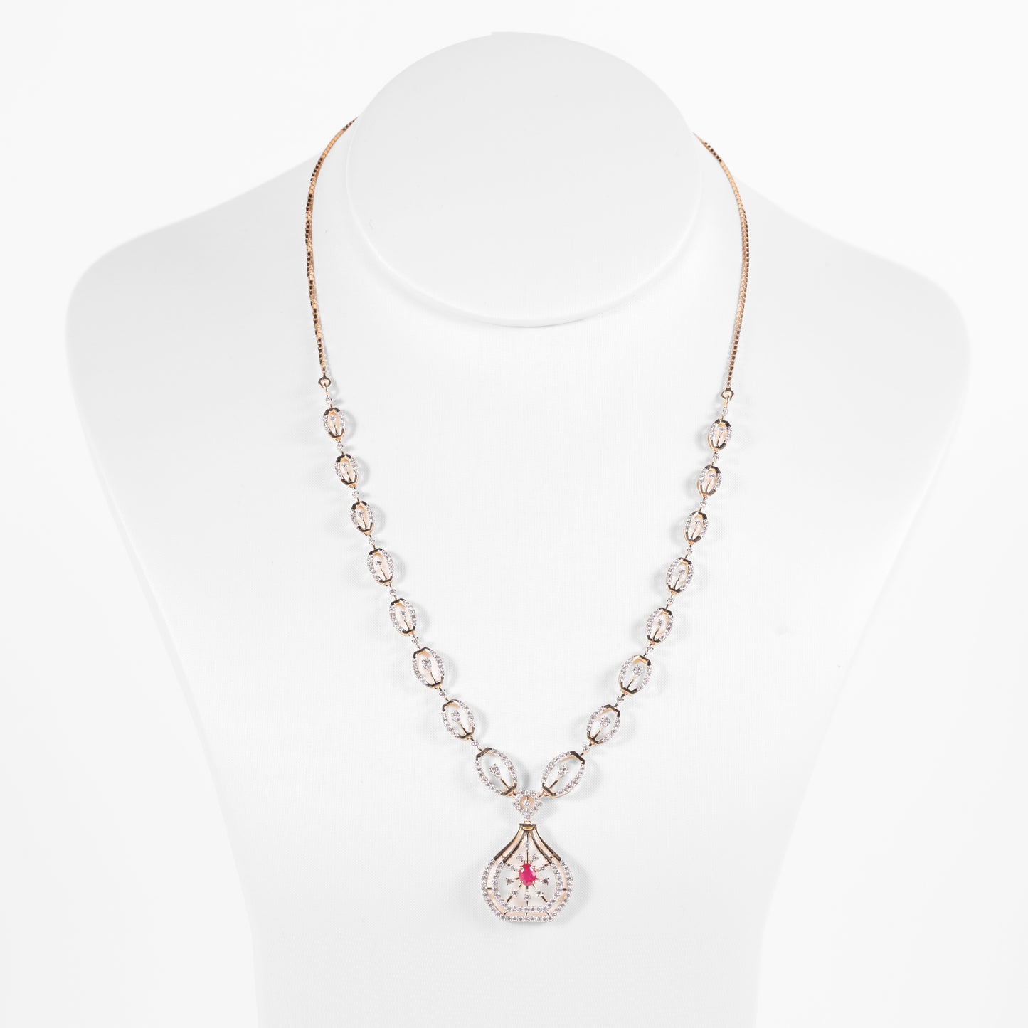 Circle Link Gemstone Pendant Necklace