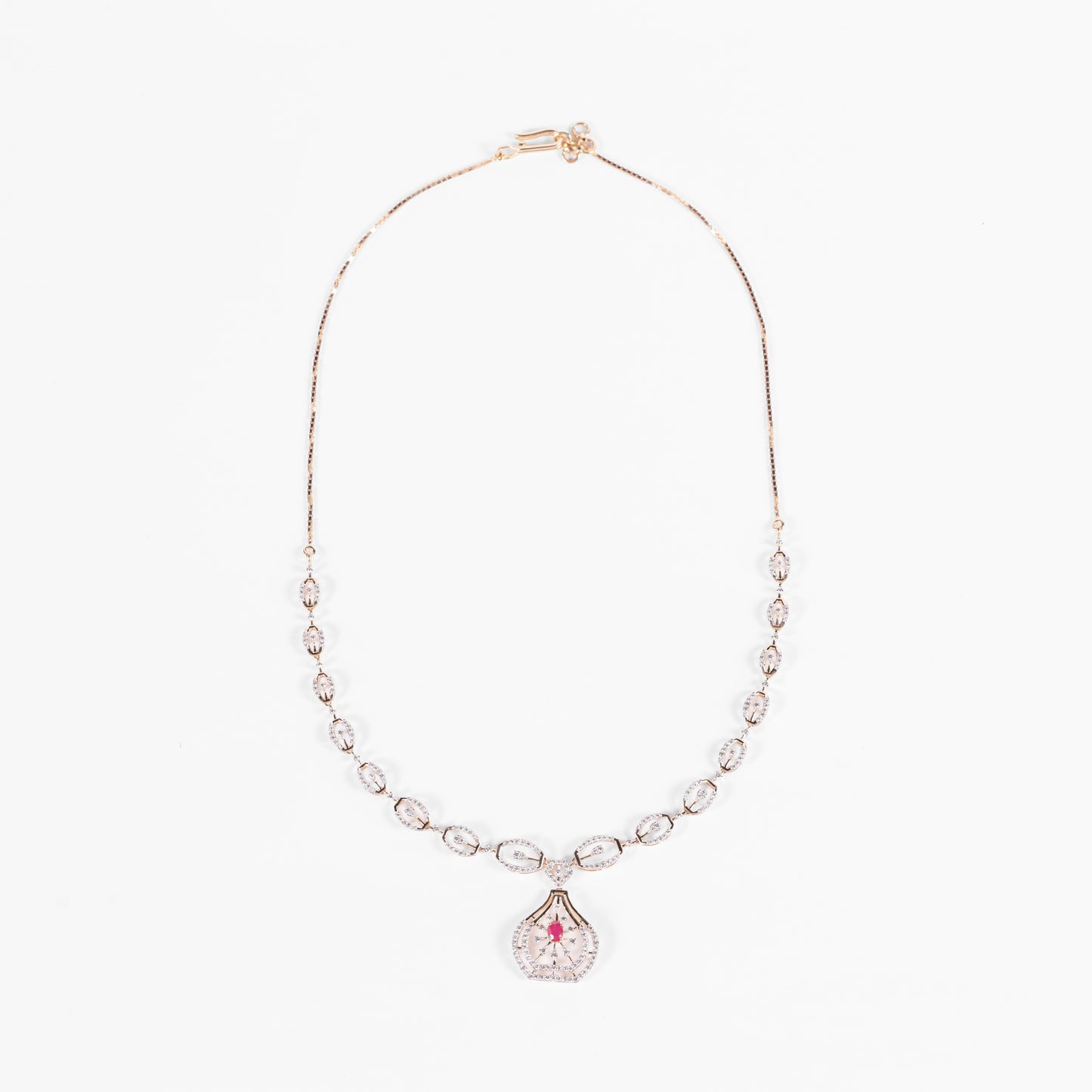 Circle Link Gemstone Pendant Necklace
