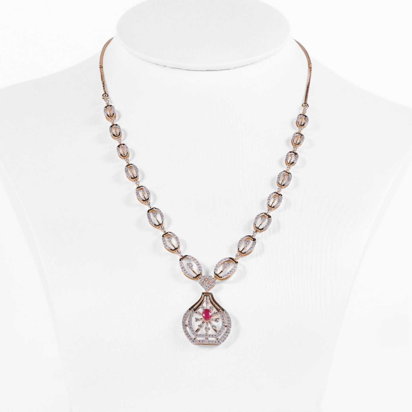 Circle Link Gemstone Pendant Necklace