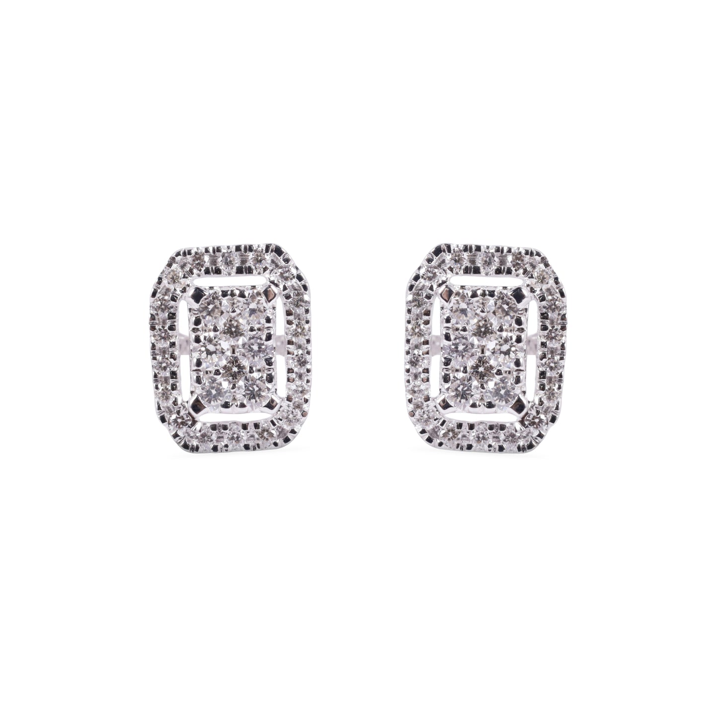 Square Double Halo Earrings