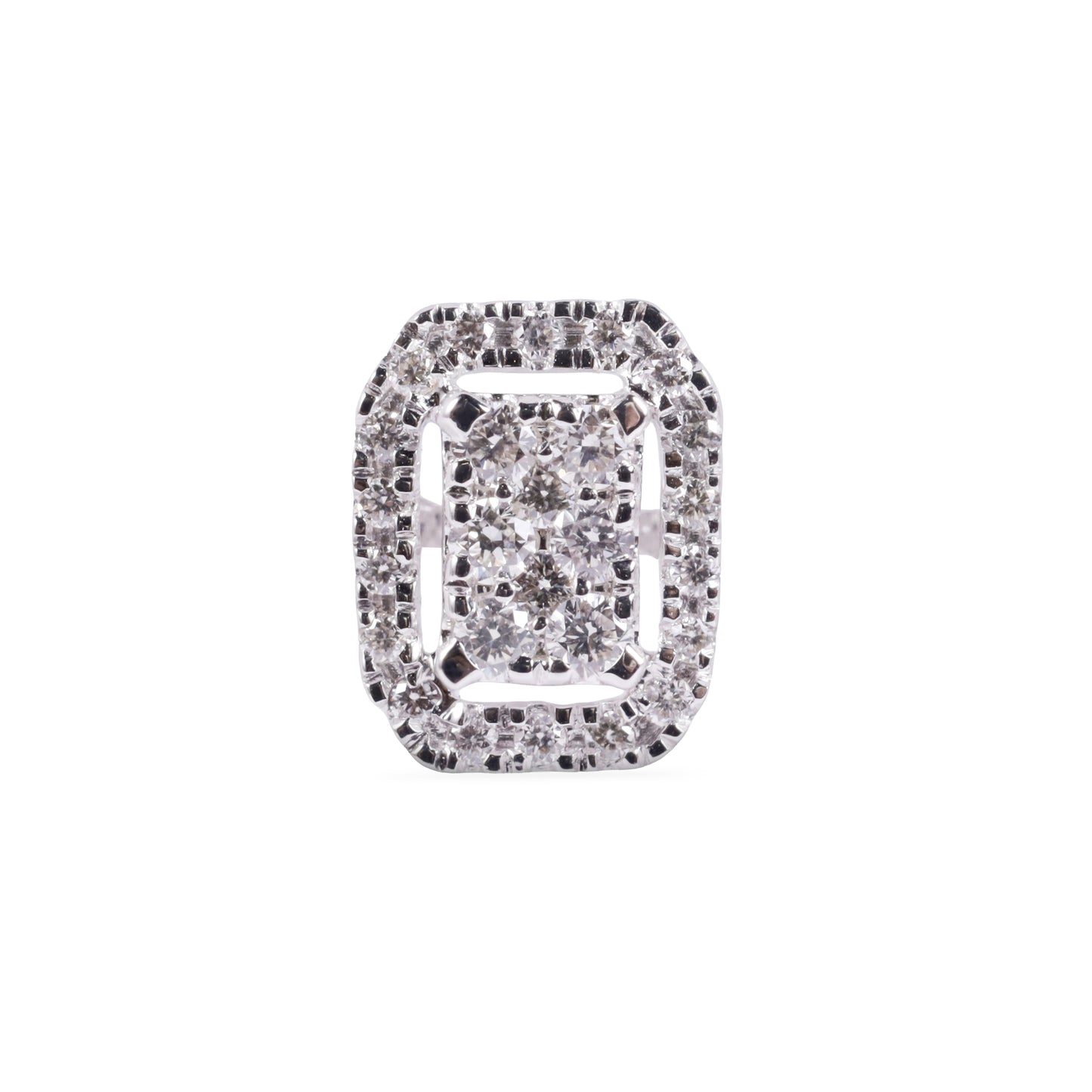 Square Double Halo Earrings