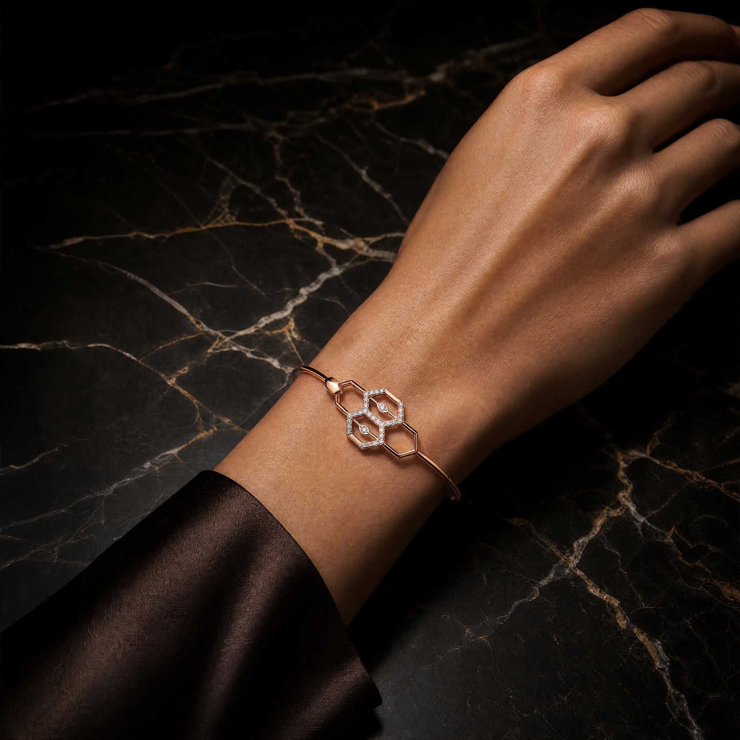 Honeycomb Diamond Bangle