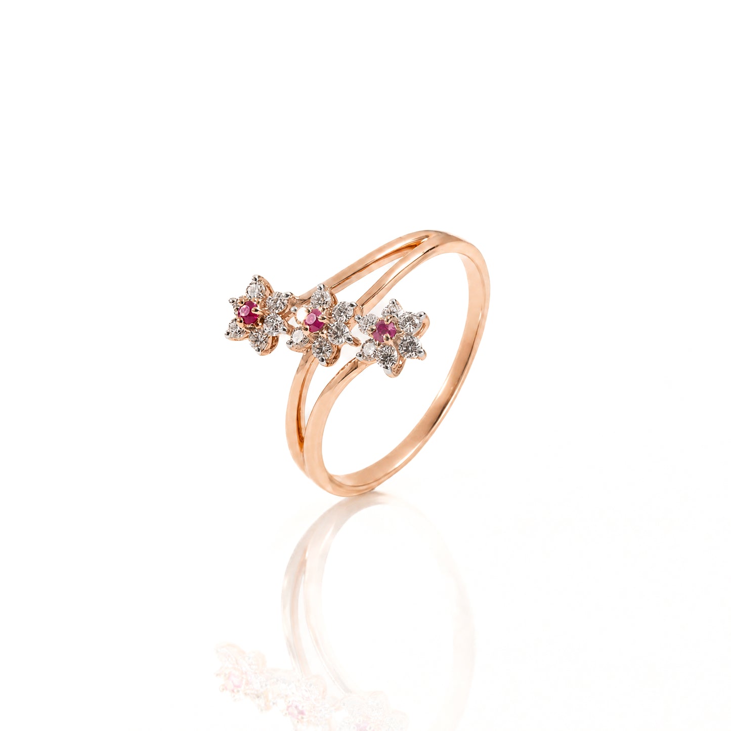 Trio Blossom Natural Diamond Ring