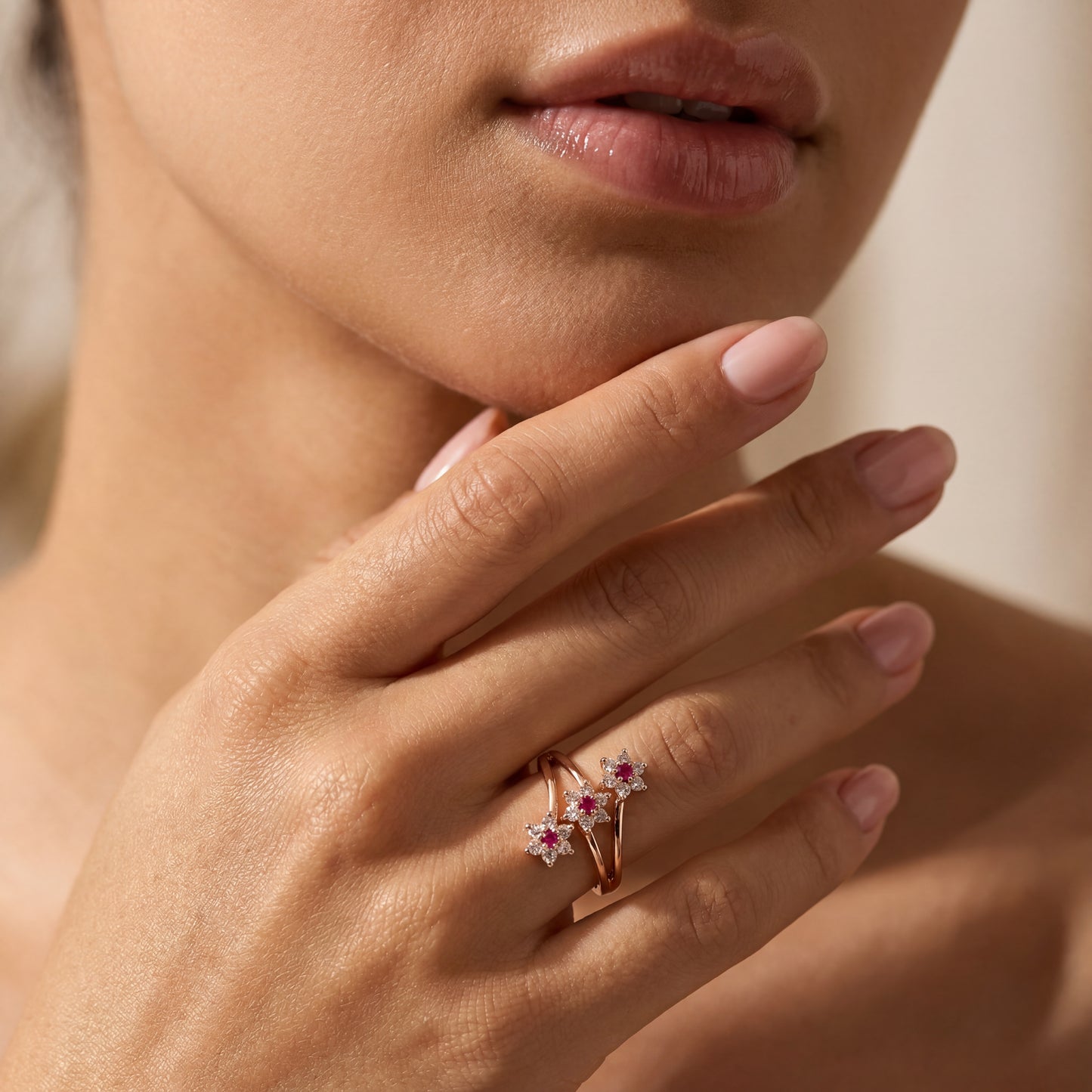 Trio Blossom Natural Diamond Ring