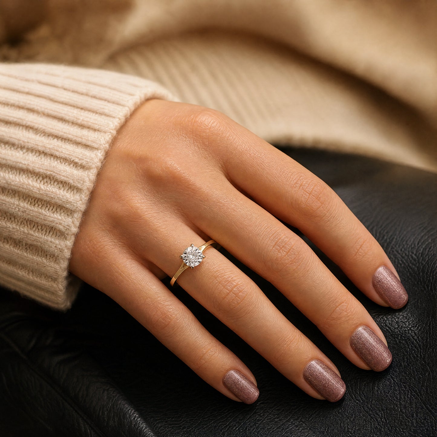 Illusion Setting Natural Diamond Ring