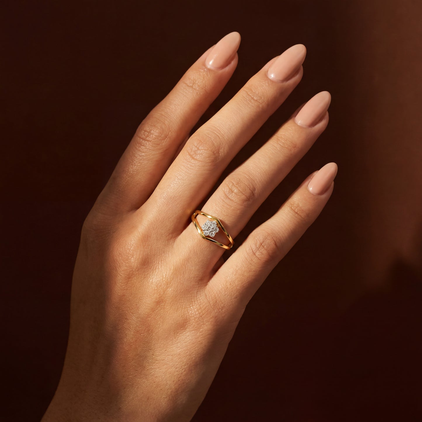 Flower Prongs Natural Diamond Ring