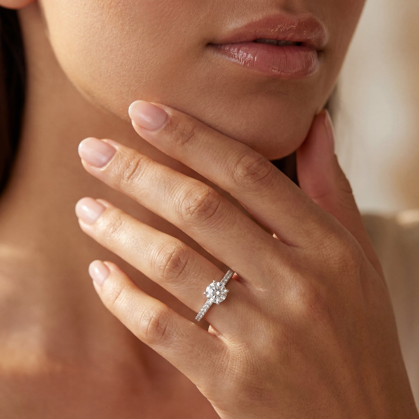 Enagament solitaire Natural Diamond Ring