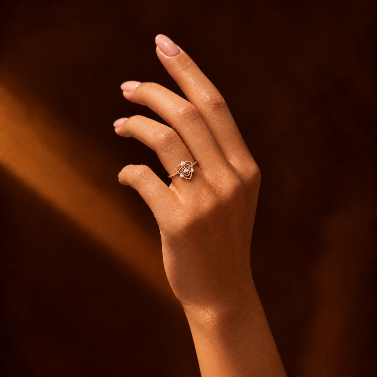 Layered Shield Diamond Ring