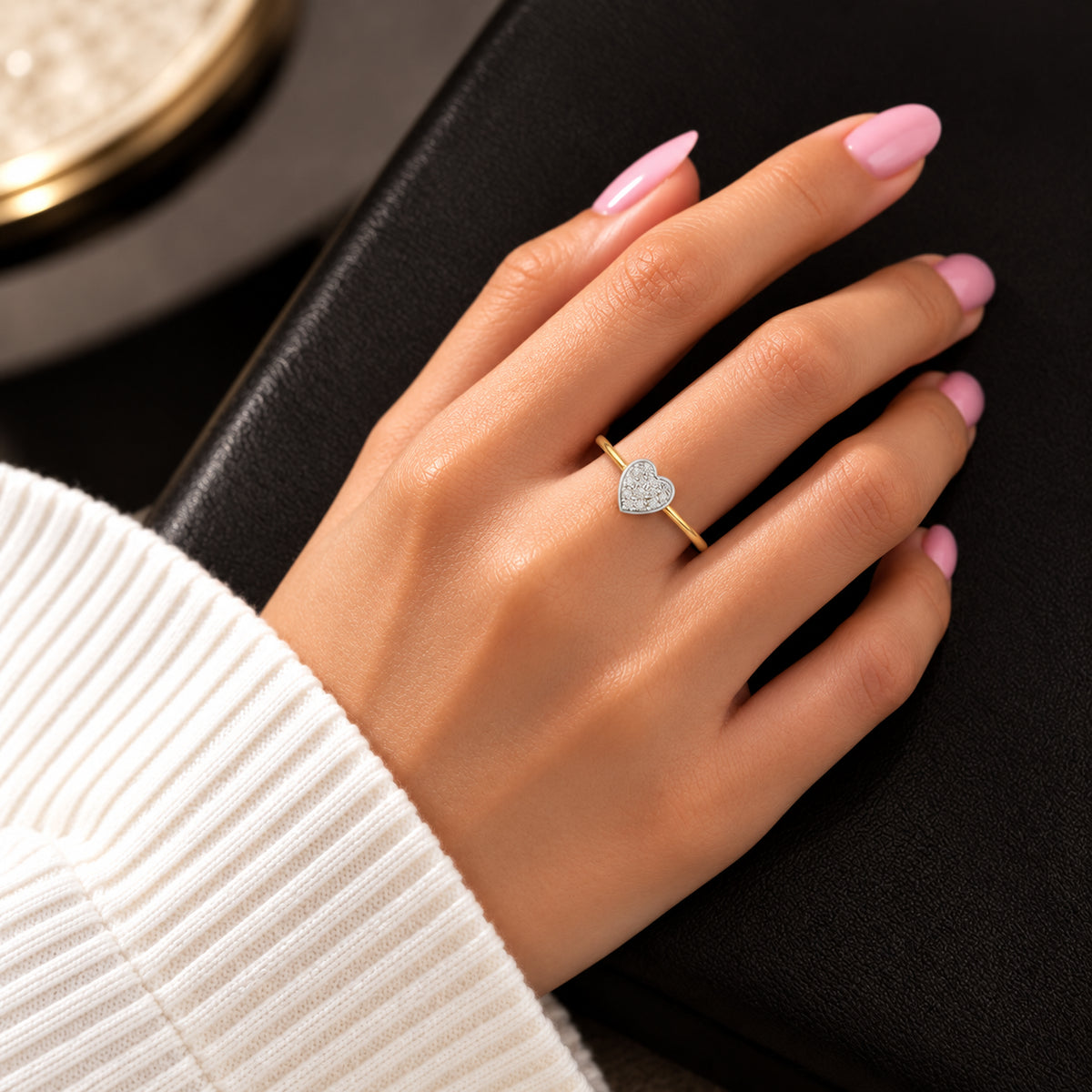 Pavé Diamond Heart Ring