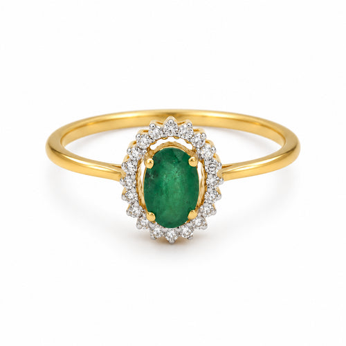 Load image 1 in gallery view. Oval Emerald Halo Ring