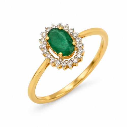 Load image 1 in gallery view. Oval Emerald Halo Ring