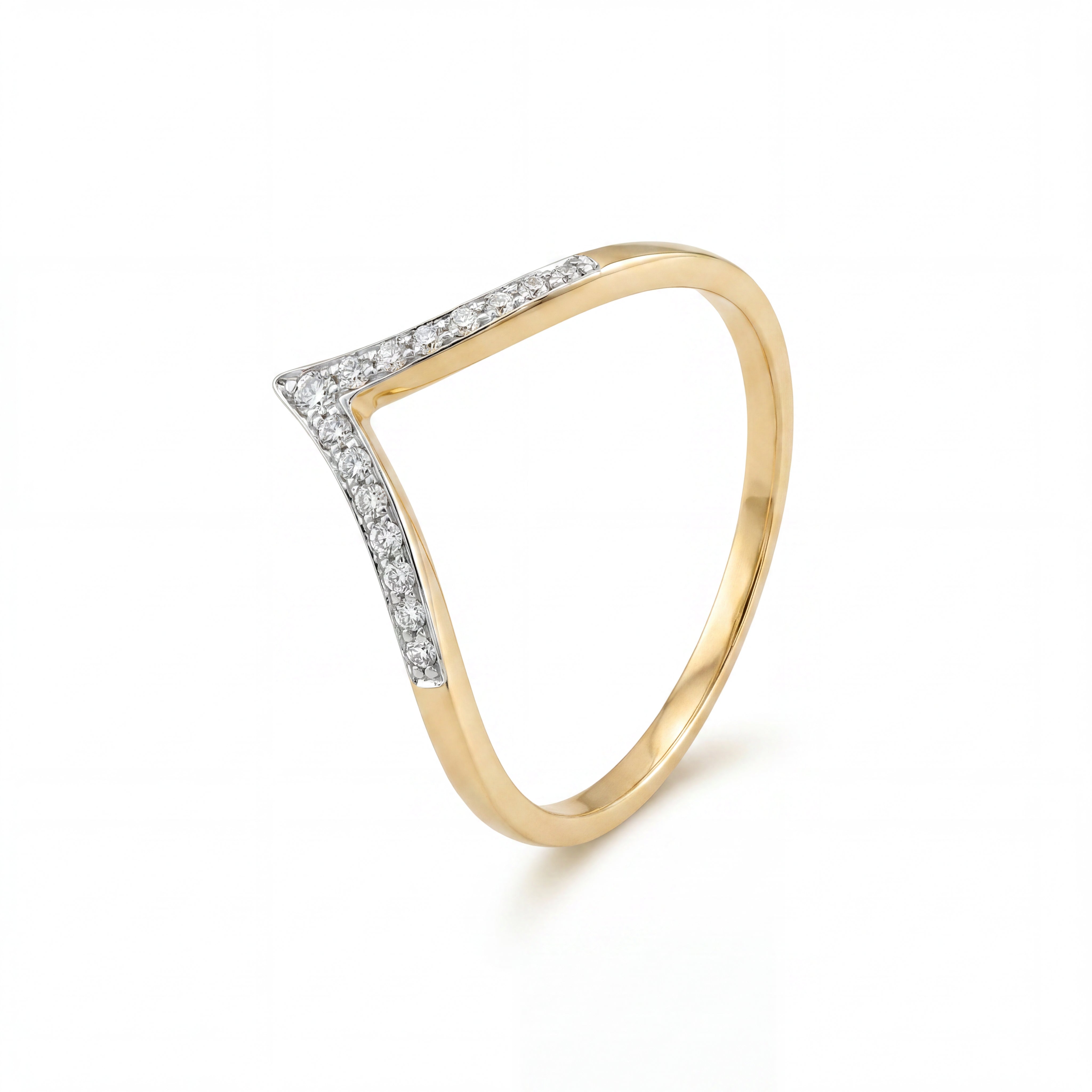 V-shaped Diamond Chevron Ring