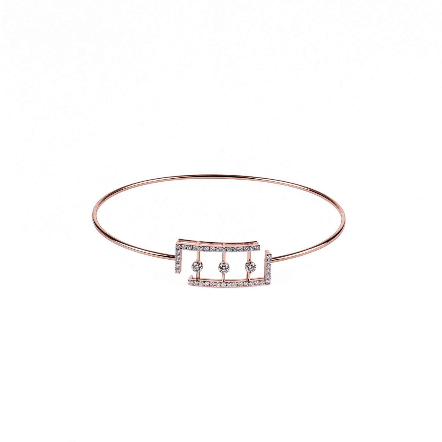 Block Pave Diamond Bangle
