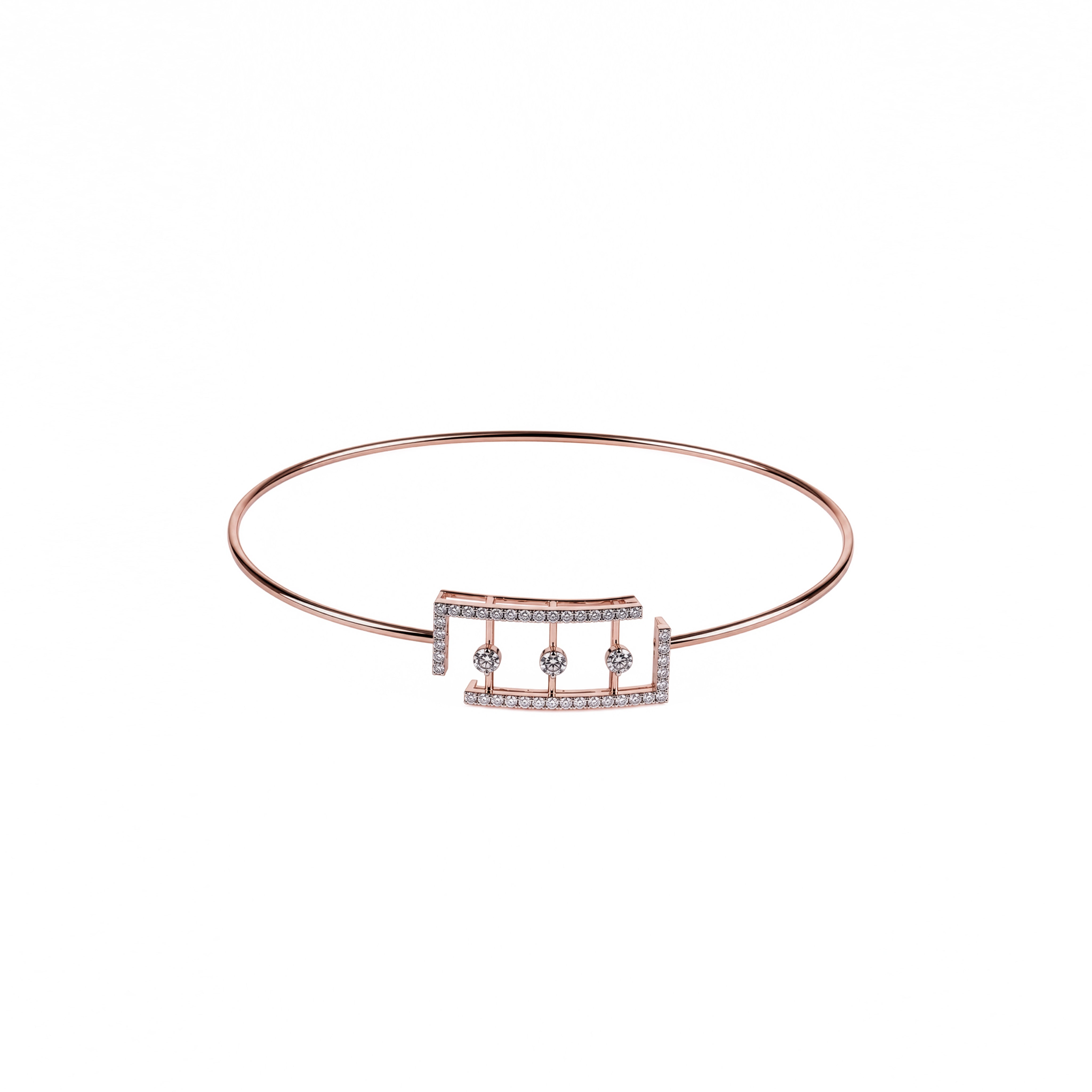Block Pave Diamond Bangle