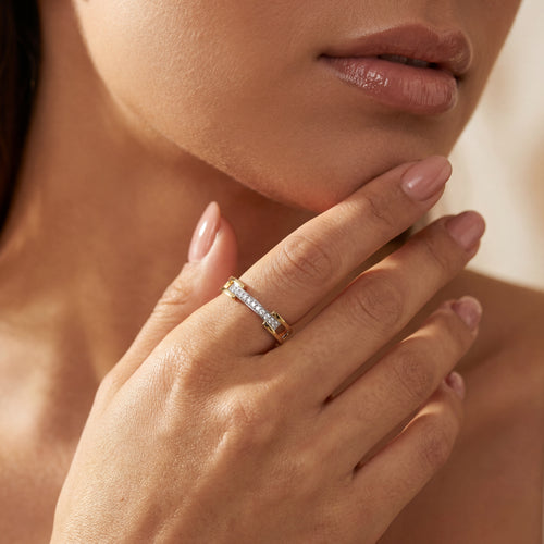 Load image 1 in gallery view. Double Edge Diamond Ring