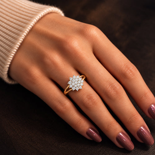 Load image 1 in gallery view. Diamond Floral Cluster Ring