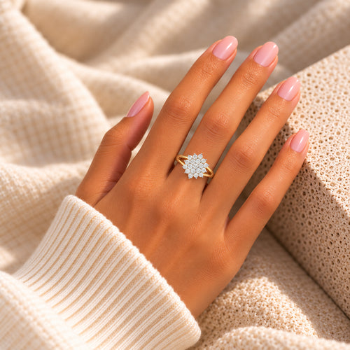 Load image 1 in gallery view. Diamond Floral Cluster Ring
