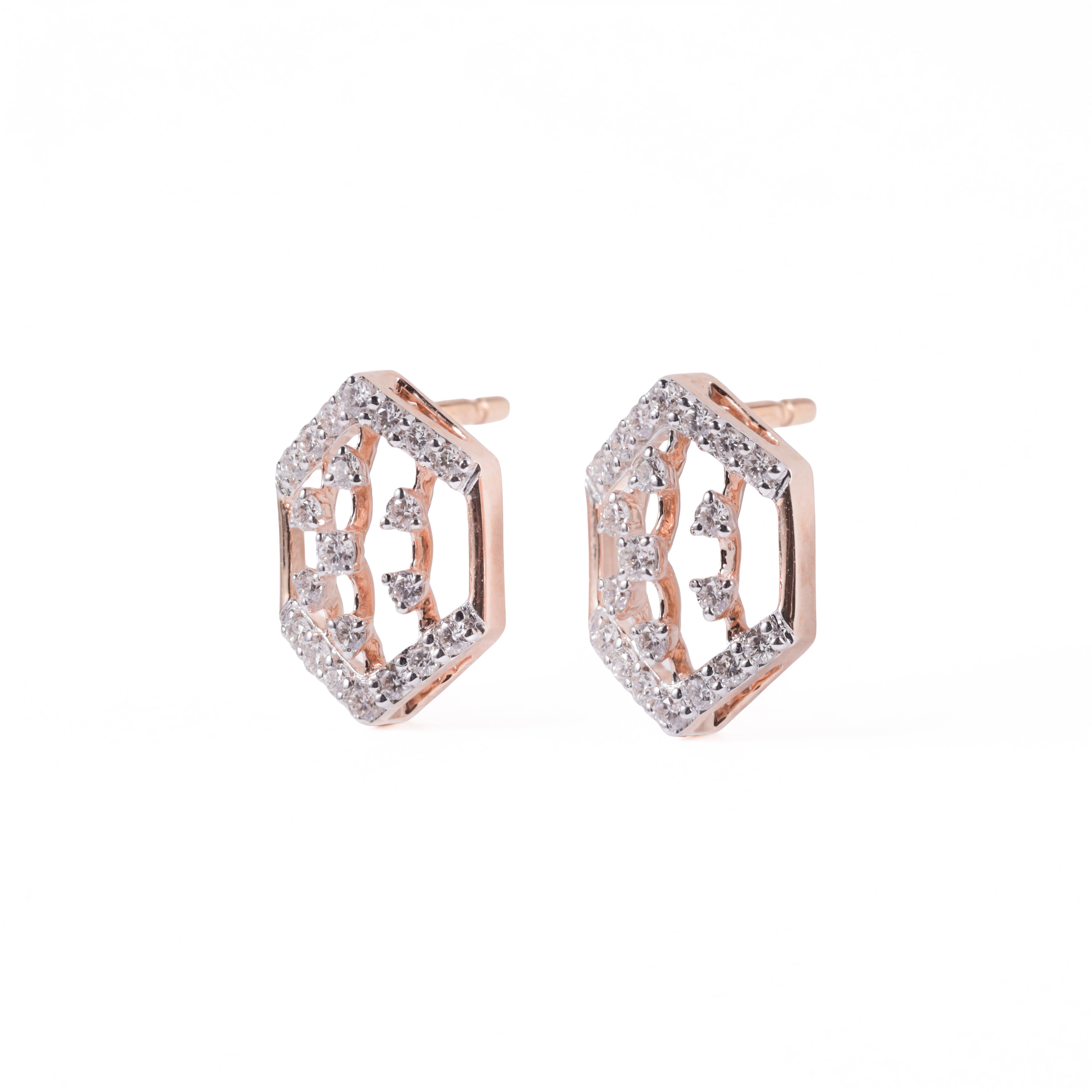 Hexagon Frame Drop Earrings