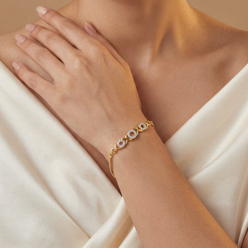 Load image 1 in gallery view. Triple Stone Infinity Bracelet