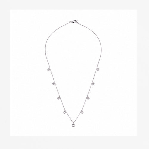 Load image 1 in gallery view. Diamond Drop Station Necklace