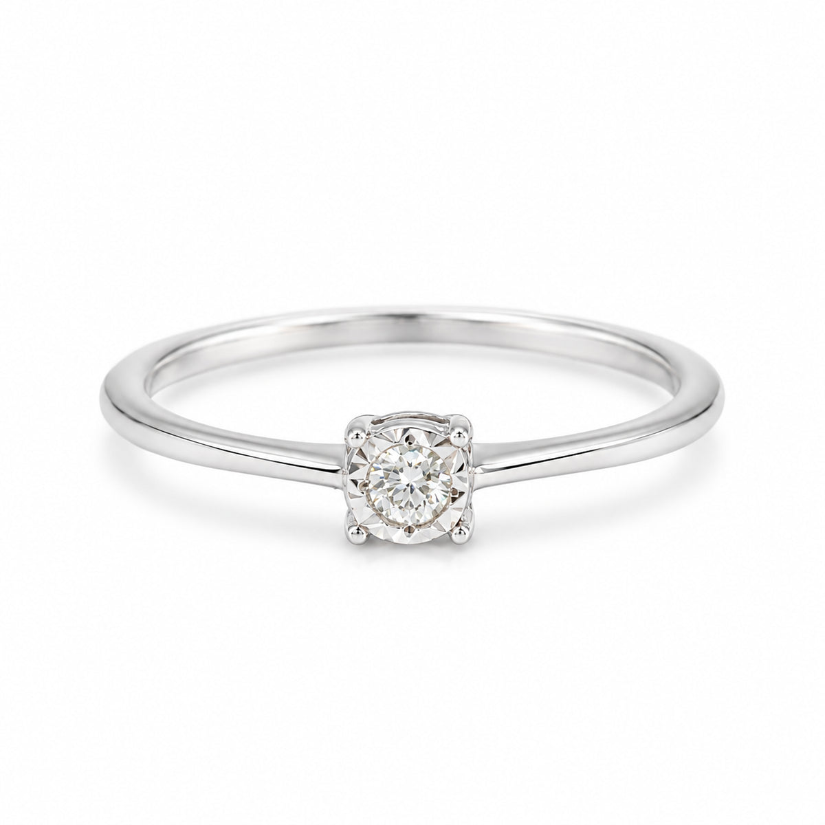 White Gold Solitaire Frame Ring