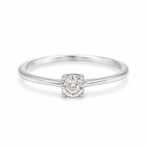 Load image 1 in gallery view. White Gold Solitaire Frame Ring
