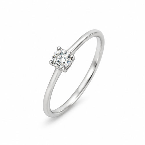 Load image 1 in gallery view. White Gold Solitaire Frame Ring