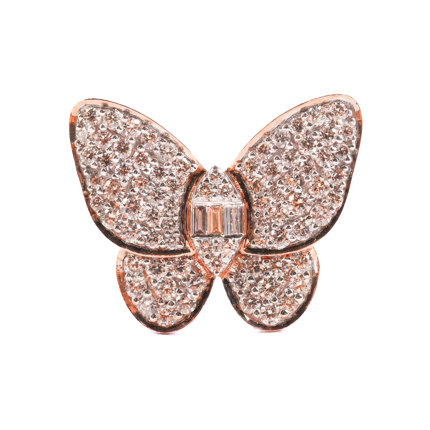 Charming Butterfly Pave Natural Diamond Ring