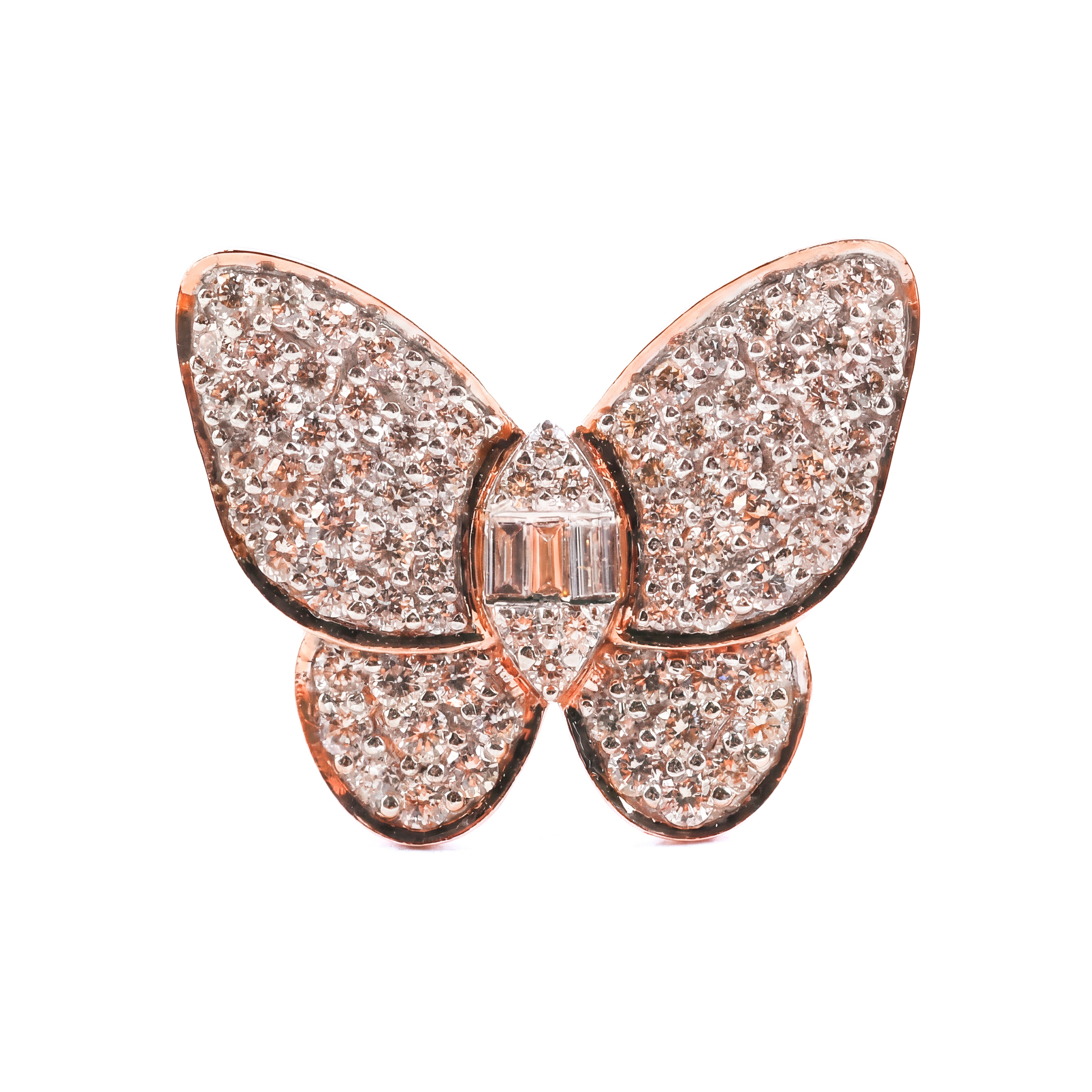 Charming Butterfly Pave Natural Diamond Ring