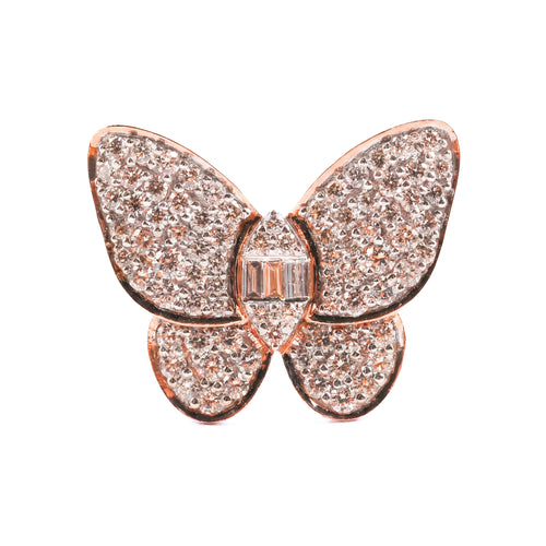 Load image 1 in gallery view. Charming Butterfly Pave Natural Diamond Ring
