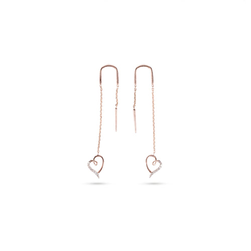 Load image 1 in gallery view. Heart Drop Threader Earrings