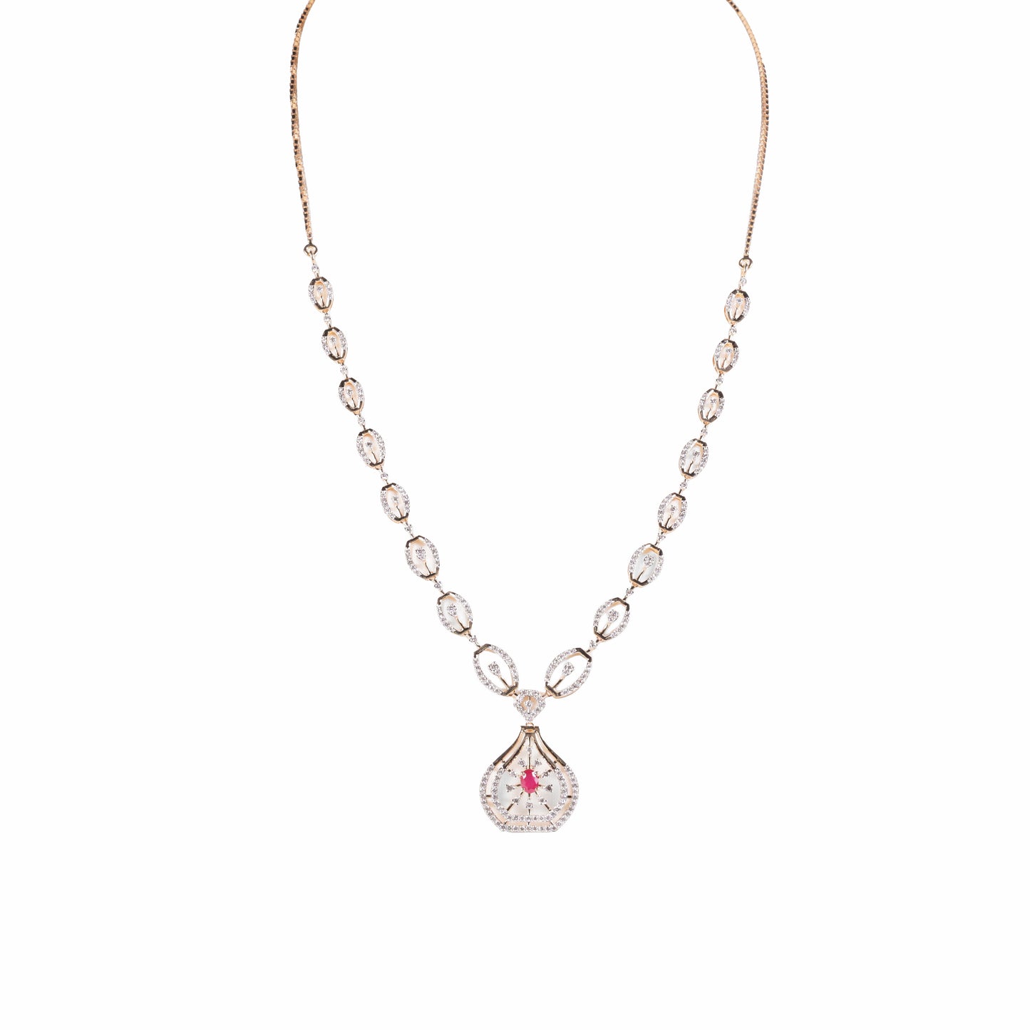 Circle Link Gemstone Pendant Necklace