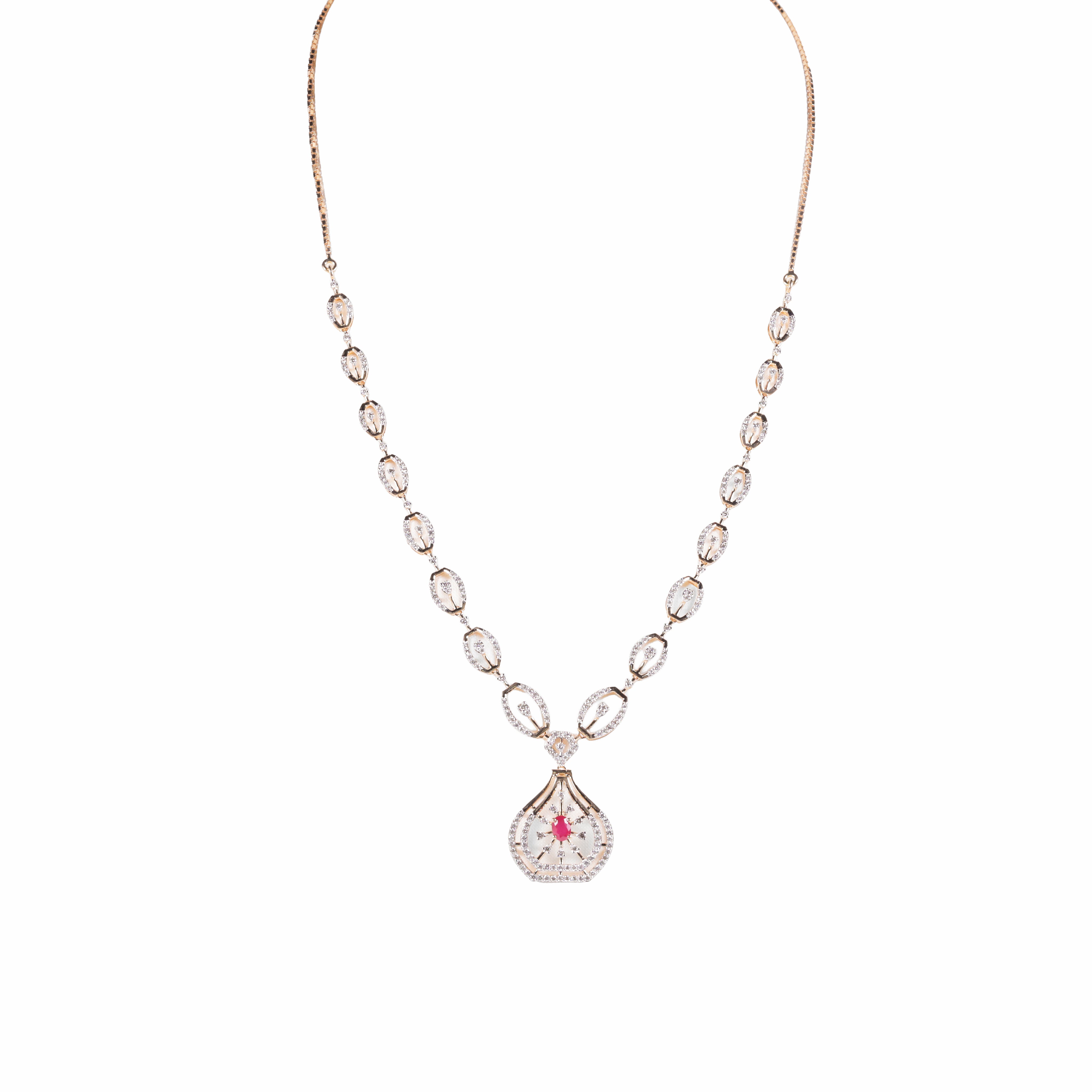 Circle Link Gemstone Pendant Necklace