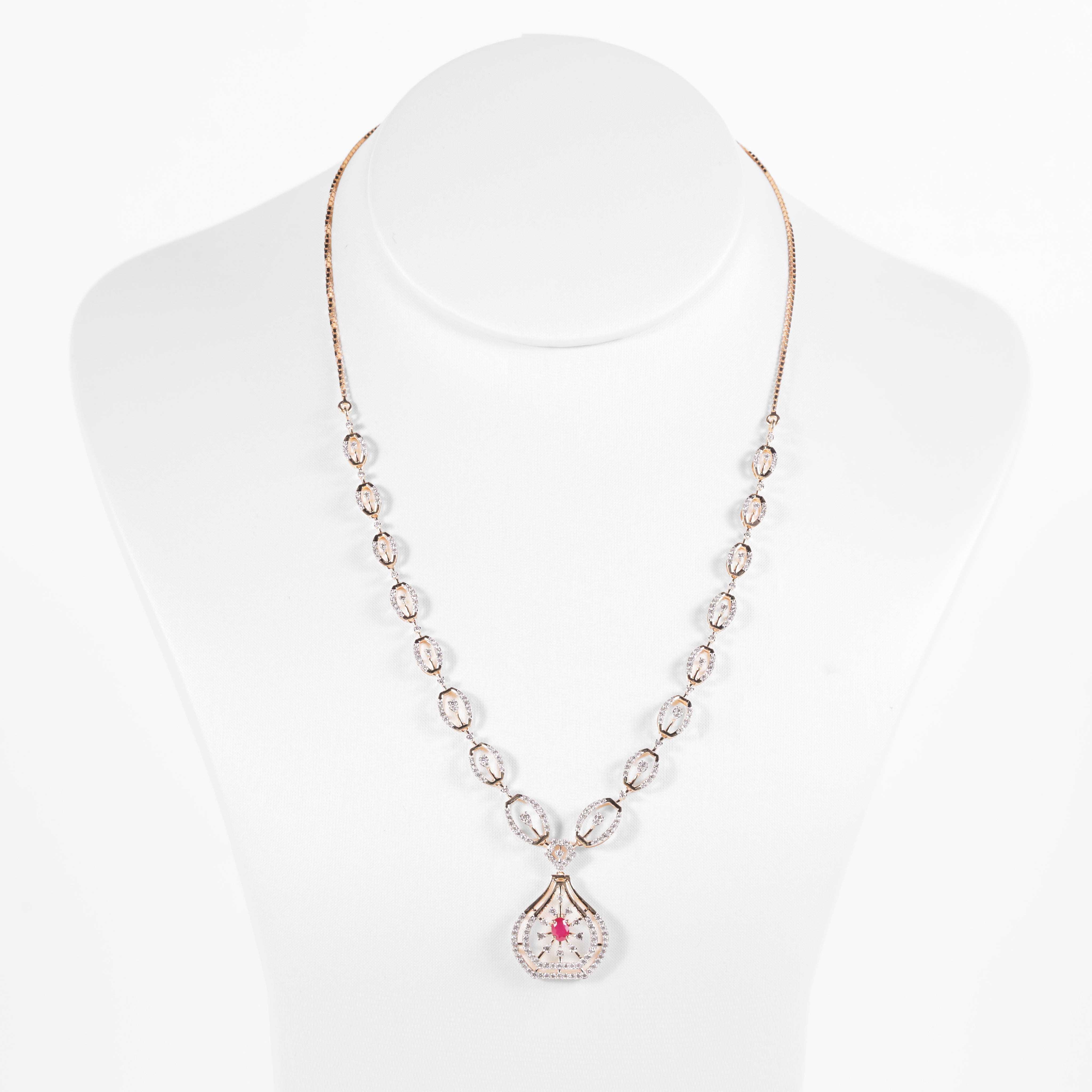 Circle Link Gemstone Pendant Necklace
