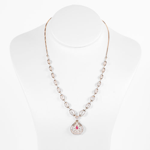 Load image 1 in gallery view. Circle Link Gemstone Pendant Necklace