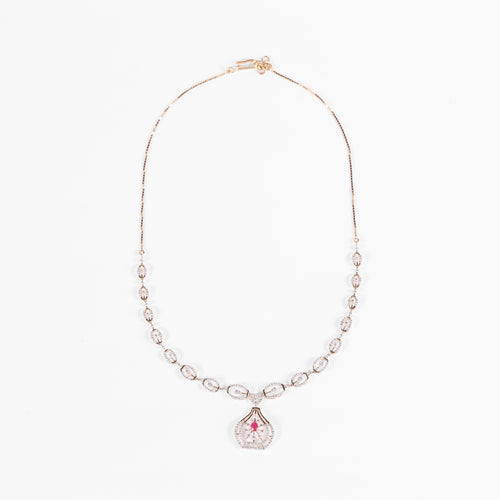 Load image 1 in gallery view. Circle Link Gemstone Pendant Necklace