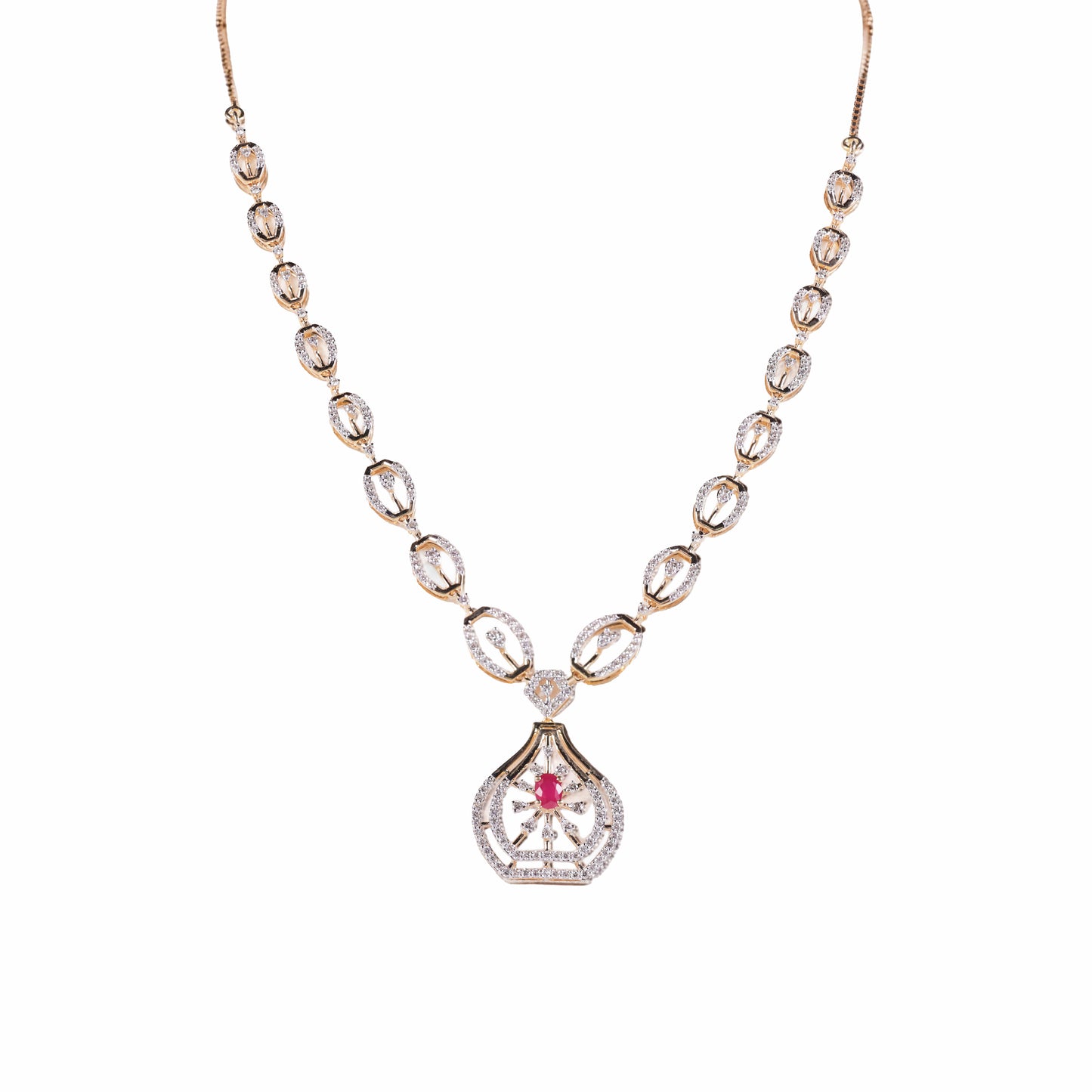 Circle Link Gemstone Pendant Necklace