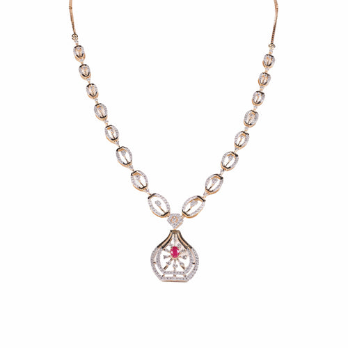 Load image 1 in gallery view. Circle Link Gemstone Pendant Necklace