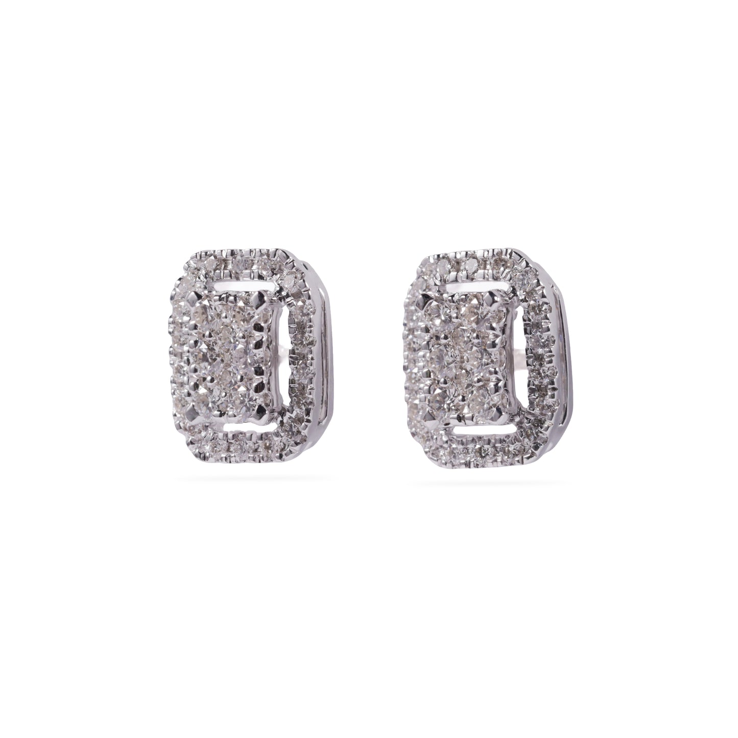 Square Double Halo Earrings