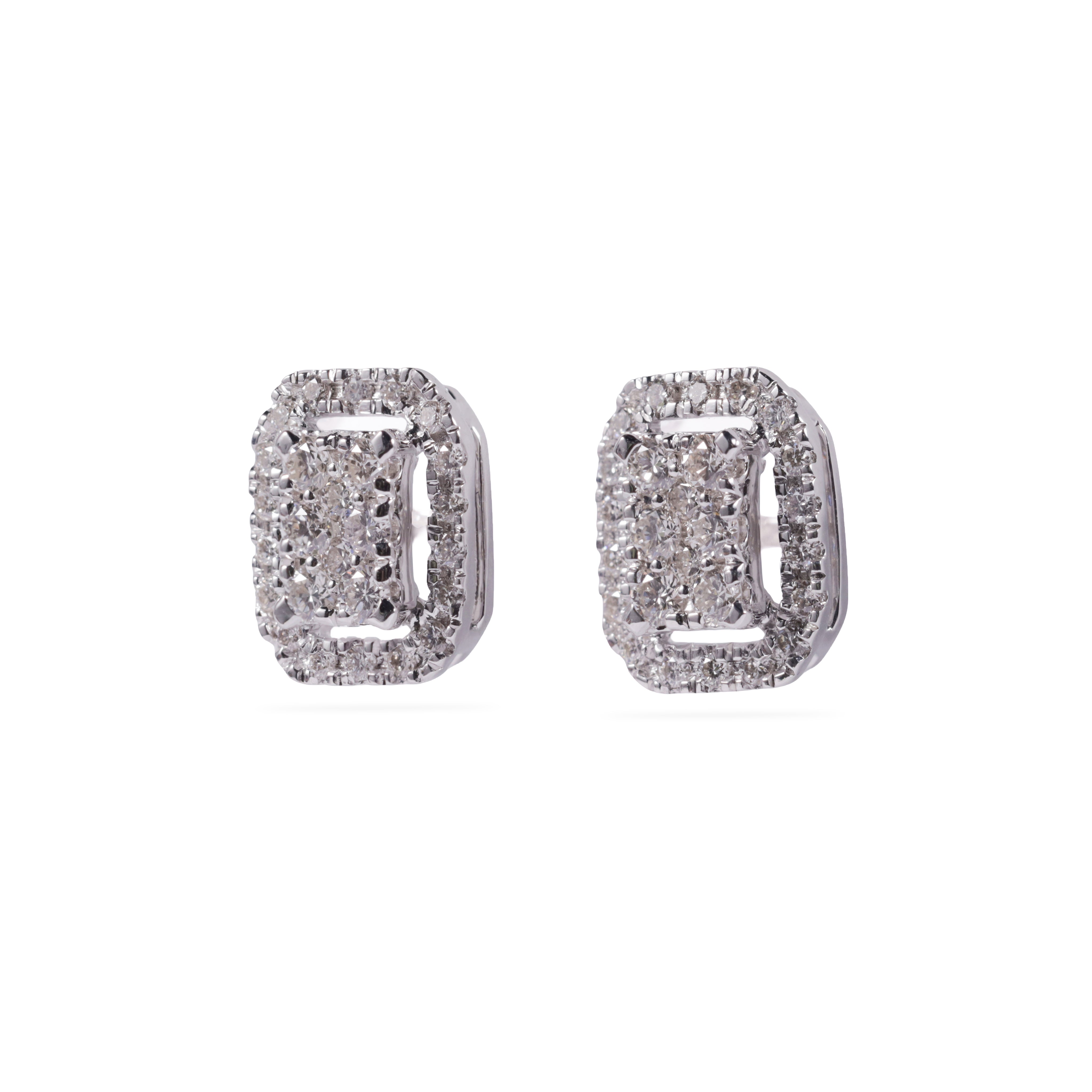 Square Double Halo Earrings