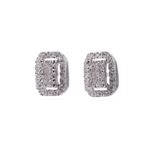 Load image 1 in gallery view. Square Double Halo Earrings