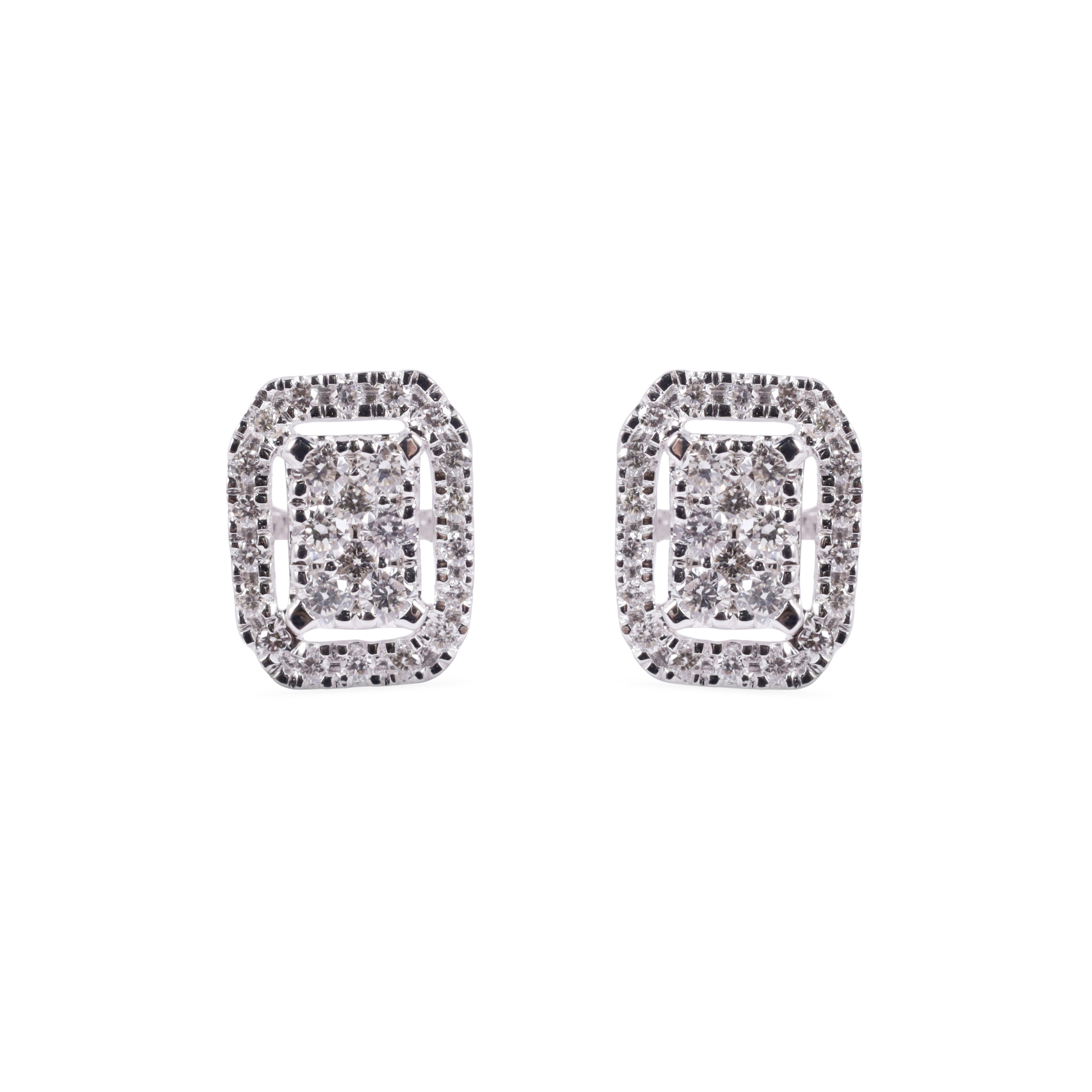 Square Double Halo Earrings