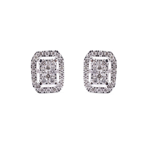 Load image 1 in gallery view. Square Double Halo Earrings
