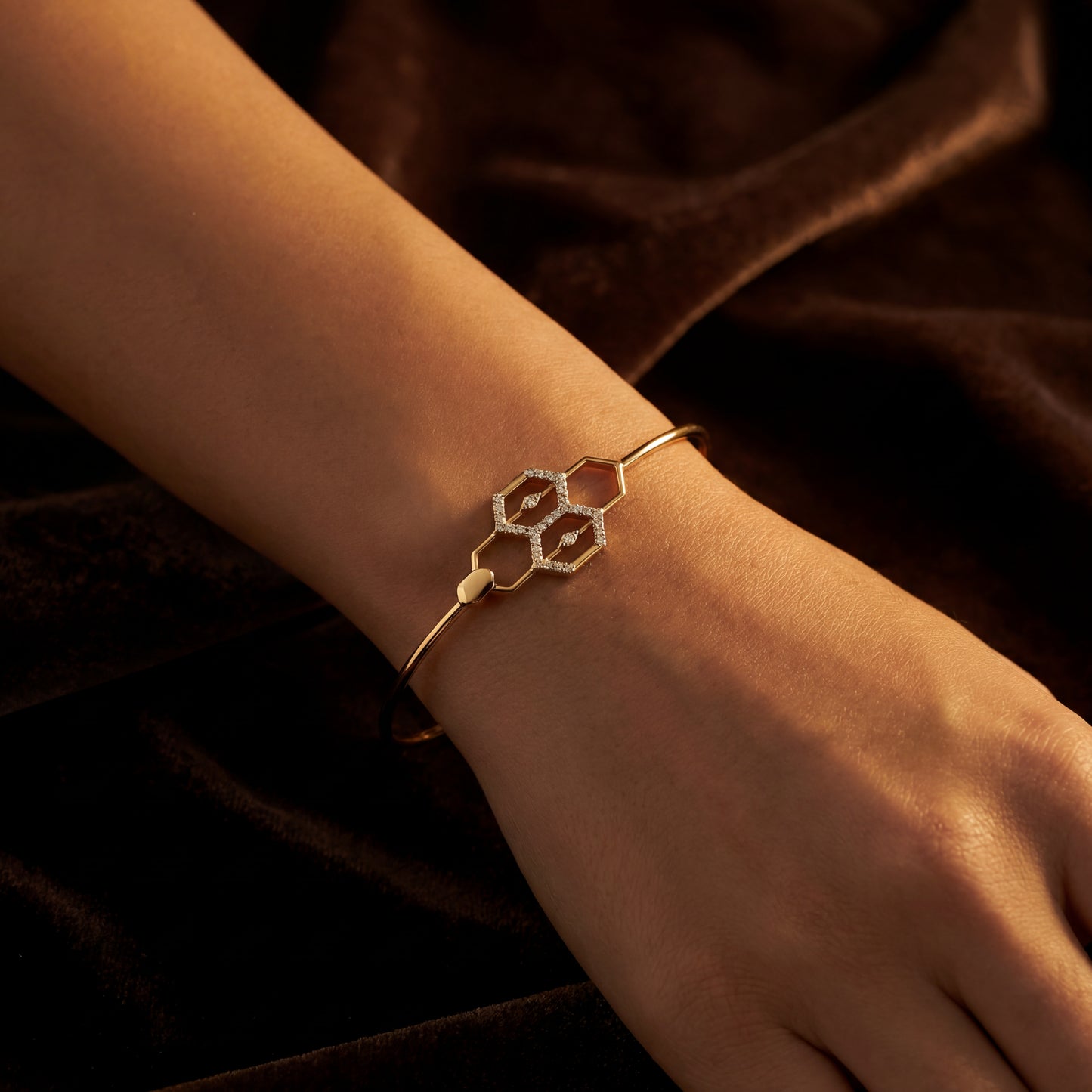 Honeycomb Diamond Bangle